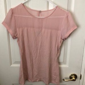 Express pale peach top with sheer upper panel